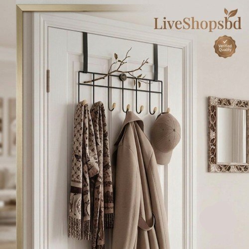 Over-The-Door-Organizer-–-Steel-Hook-Hanger-Rack-for-Clothes-Coats-Bags.jpg Over The Door Organizer – Steel Hook Hanger Rack for Clothes, Coats & Bags - Image 1